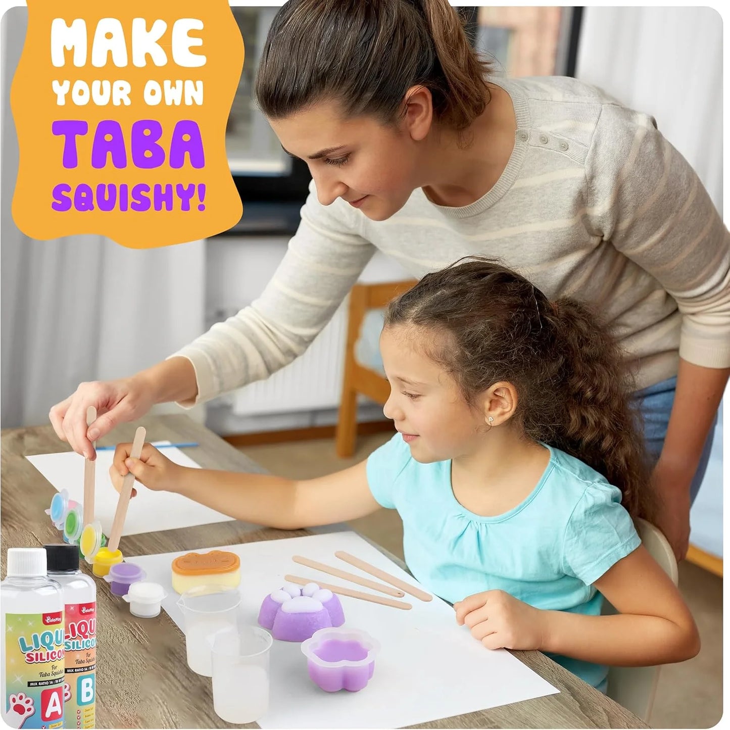 Taba Squishy Kit - 18OZ Rubber Squishy Kit with Guided, Bubble Free and Faster Fully Cures - FuFu Squishy Kit with Mold, Flockin