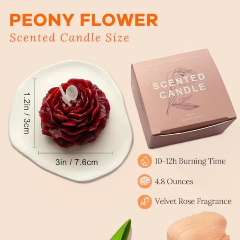 Low Temperature Rose Flower Shaped Candle, 3 Inch Soft Aesthetic Scented Candle