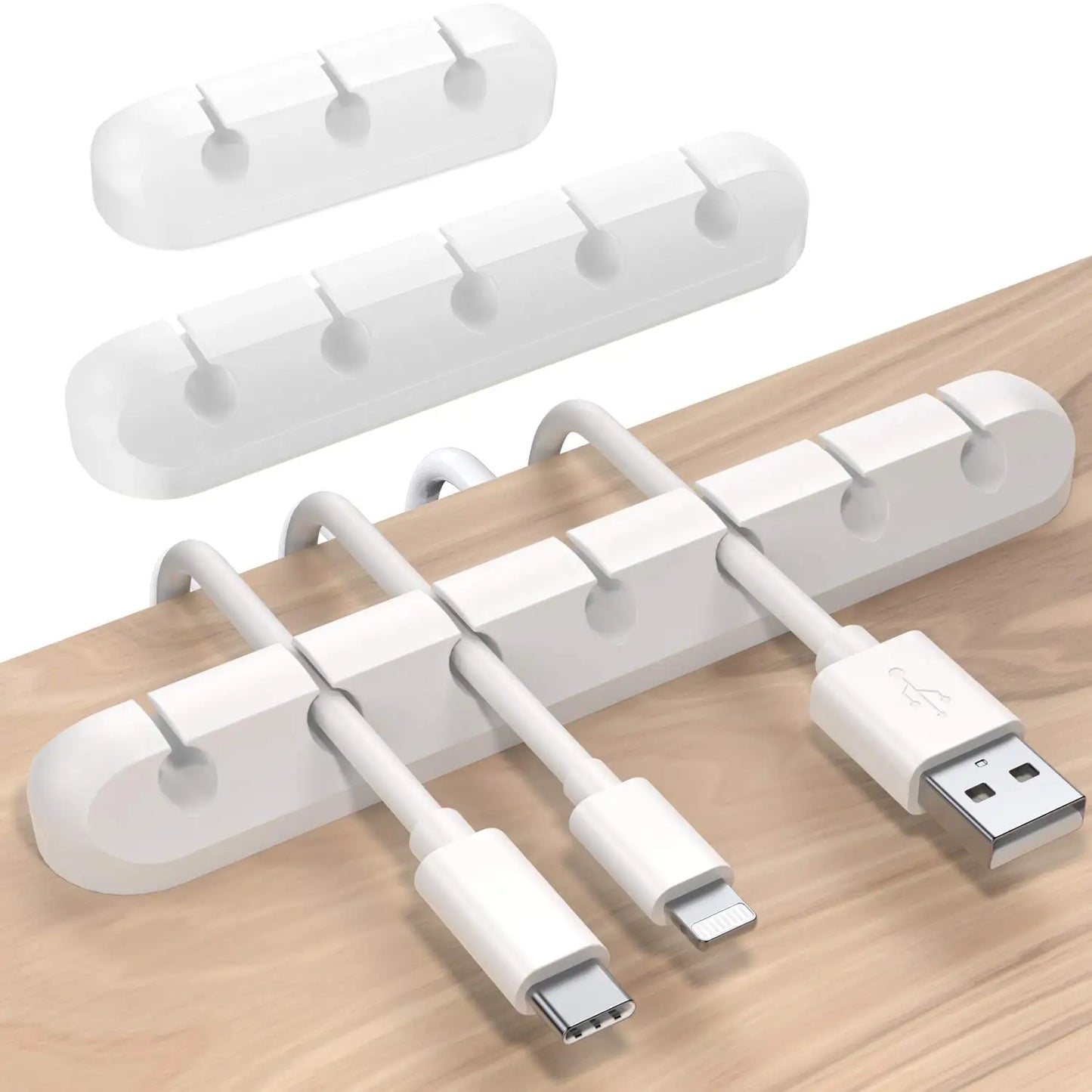 Cable fixing clips 3-Pack Cable management cable organiser clips Silicone self-adhesive Suitable for desktop USB charging cables