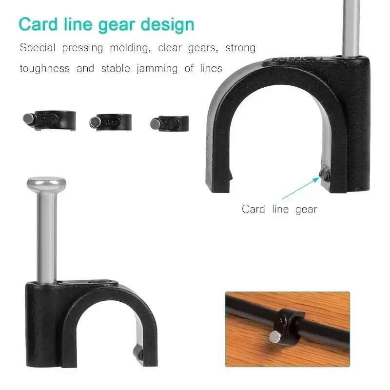 600PCS Cable Wire Clips 4mm to 12mm Electrical Cord Tie Holders for Organizing Cables Plant Climbing and Wall Mounting