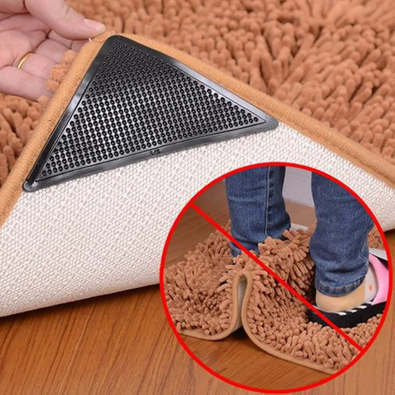 1-5set  Triangle Non Slip Rug Grippers Reusable Anti Slip Carpet Pads Rug Corner Gripper For Tile Floors Carpets Corners Mat