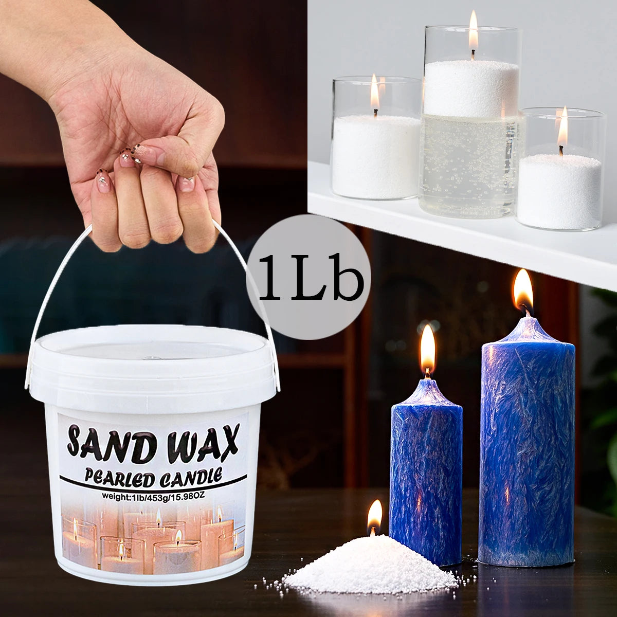 1LB Sand Wax Pearl Candle DIY Handmade Scented Candle Tools Ice Flower Wax Snowflake Wax  Sand Painting Accessories Wholesale