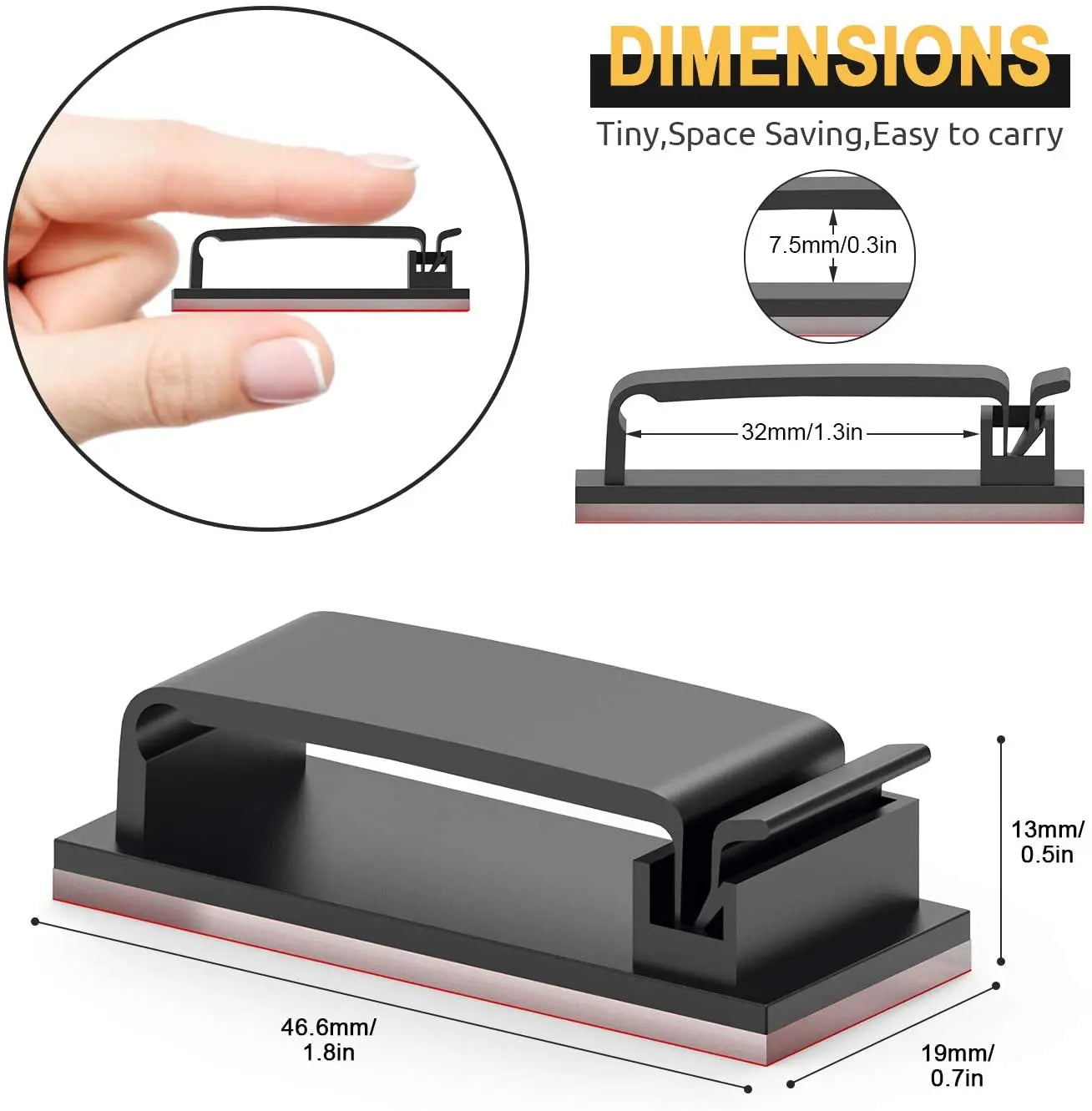 Cable Clips Self Adhesive Cord Management Black Wire Holder Organizer Clamp Self-adhesive Car Wire Clip Accessories