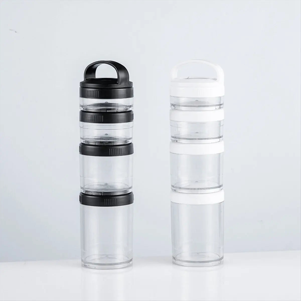 REST Stackable Snack Containers for Kids and Adult, 4 Stackable Snack Cups for School and Travel Transparent Black