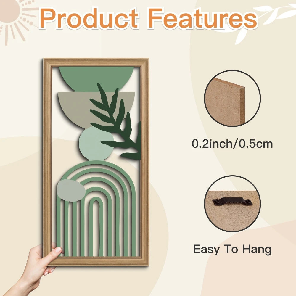 3pcs 40cmX20cmBoho style Hollow Wood Retro Rustic Leaf Pattern Wall Hanging Art Living Room Bedroom Wall Hanging Home Decoration