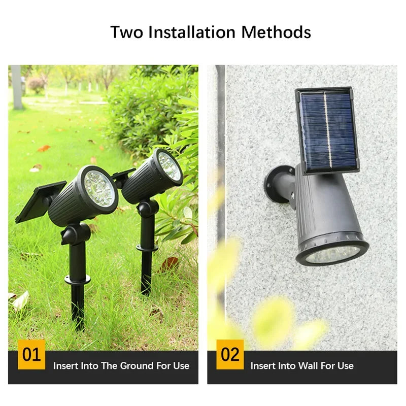 9Led Solar Spotlights, Outdoor Waterproof - Adjustable Brightness