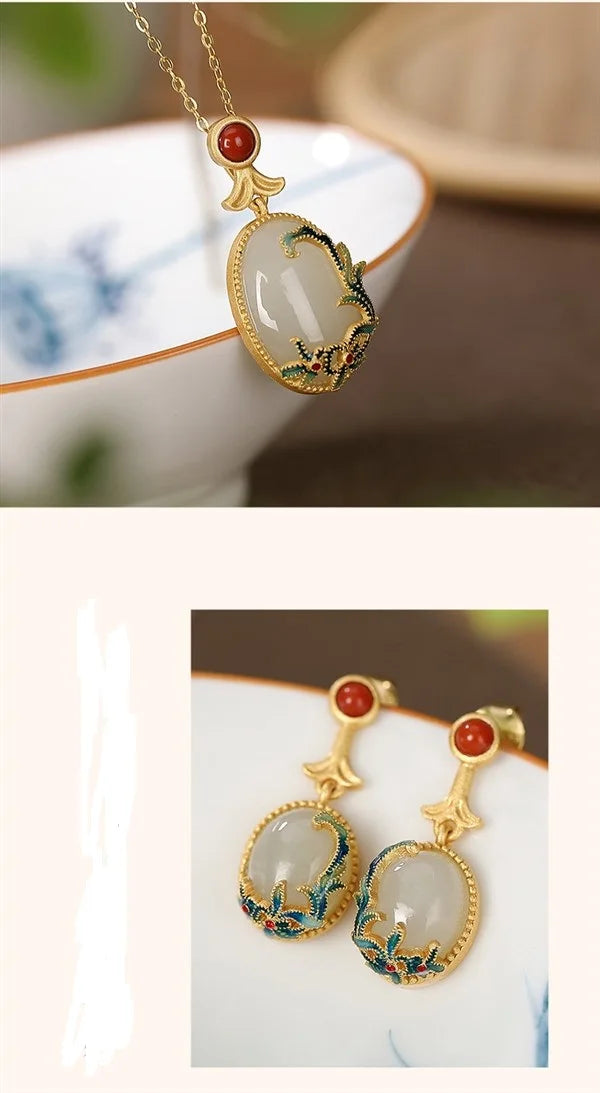 Gold Plated Cloisonne Jewelry Set
