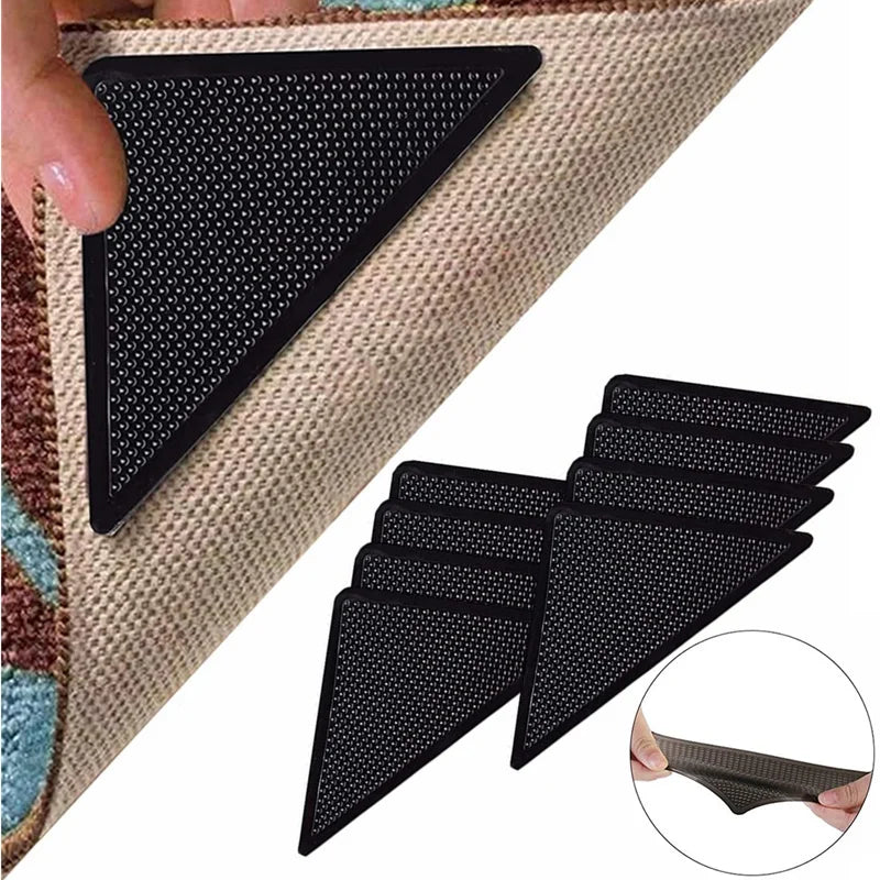1-5set  Triangle Non Slip Rug Grippers Reusable Anti Slip Carpet Pads Rug Corner Gripper For Tile Floors Carpets Corners Mat