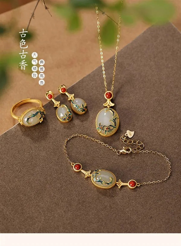 Gold Plated Cloisonne Jewelry Set