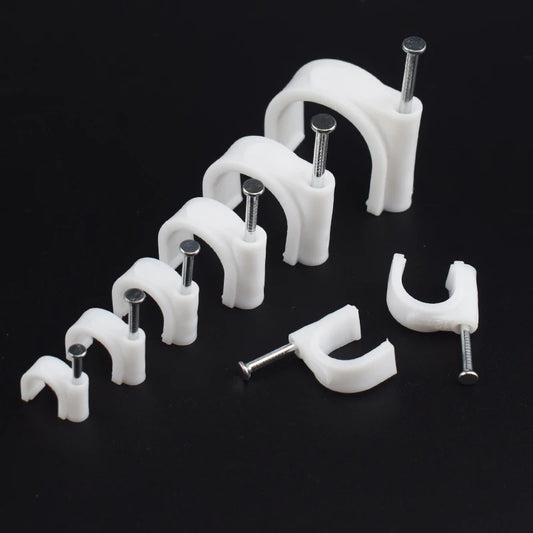 100pcs Cable Clips 4/6/8/10/12/14/16/20mm Cable Wire Clips Nail In Cable Clips Cable Tacks Coaxial Nail Clamps Nails For Cords