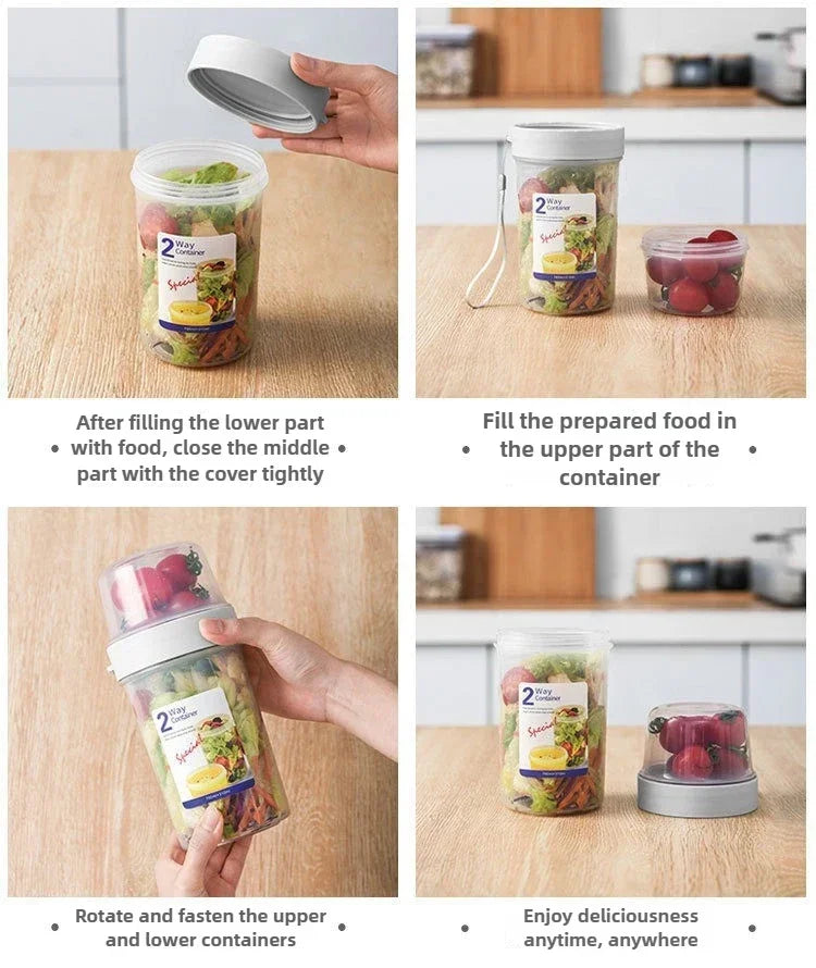Carry Breakfast Cup Salad Cups Portable Yogurt Cereal Oatmeal Snacks Parfait Containers Salad Dressing Holders with Lid Forks