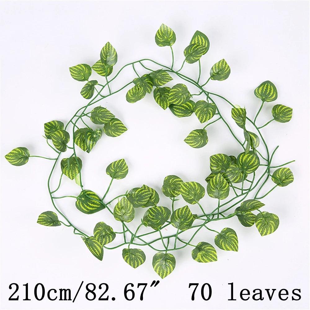 Green Artificial Plants Flowers Vines Home Room Decor Silk Hanging Fake Leaf Garland Leaves For Garden Wedding Party Decoration