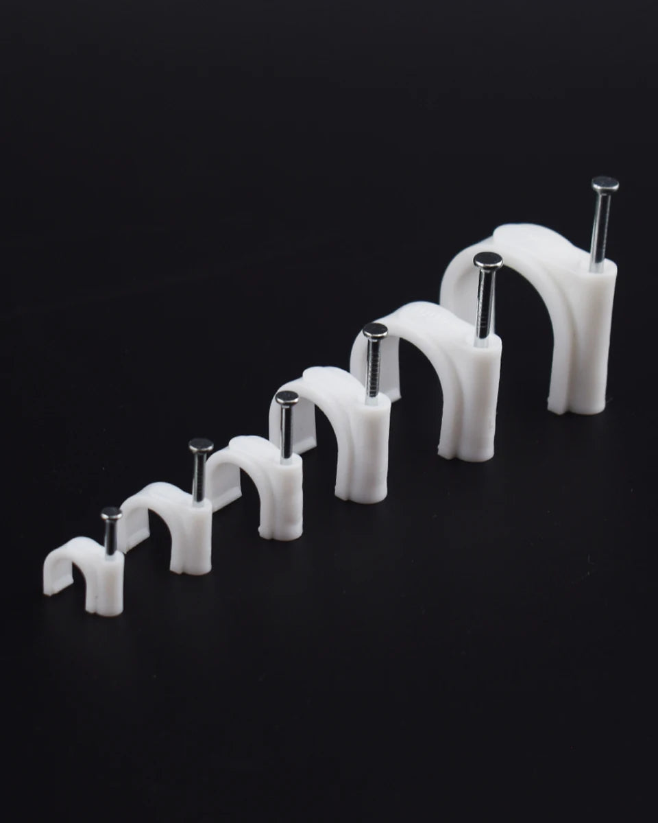 100pcs Cable Clips 4/6/8/10/12/14/16/20mm Cable Wire Clips Nail In Cable Clips Cable Tacks Coaxial Nail Clamps Nails For Cords