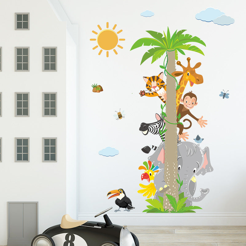 Cartoon Leaf Tree Elephant Giraffe Monkey Children's Bedroom Kindergarten Wall Decoration Wall Stickers Room Decoration