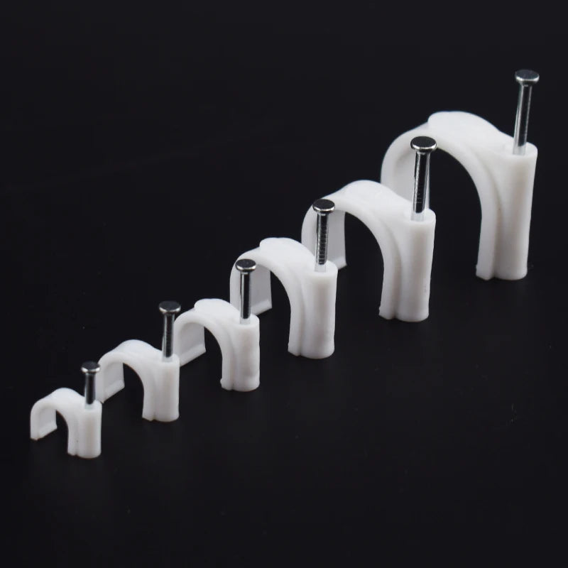 100pcs Cable Clips 4/6/8/10/12/14/16/20mm Cable Wire Clips Nail In Cable Clips Cable Tacks Coaxial Nail Clamps Nails For Cords