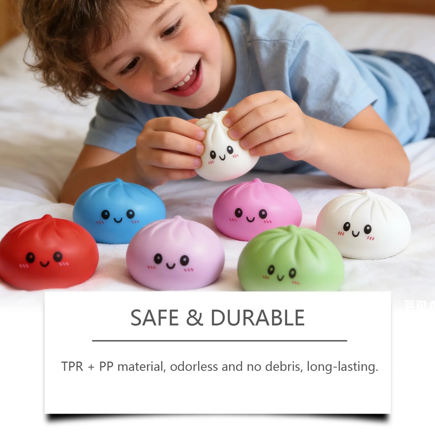 Squishy Dumpling Stress Relief Toy Anti-Anxiety Reduce Pressure Reusable Colorful Realistic Toys Cute Dumpling Soft Fidget Toy