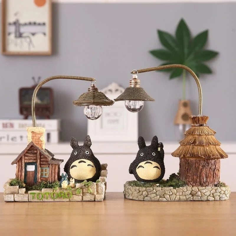 Cartoon Anime Wooden House Grass House Small Night Light Room Desk Office Decoration Small Night Light Ornament Birthday Gift