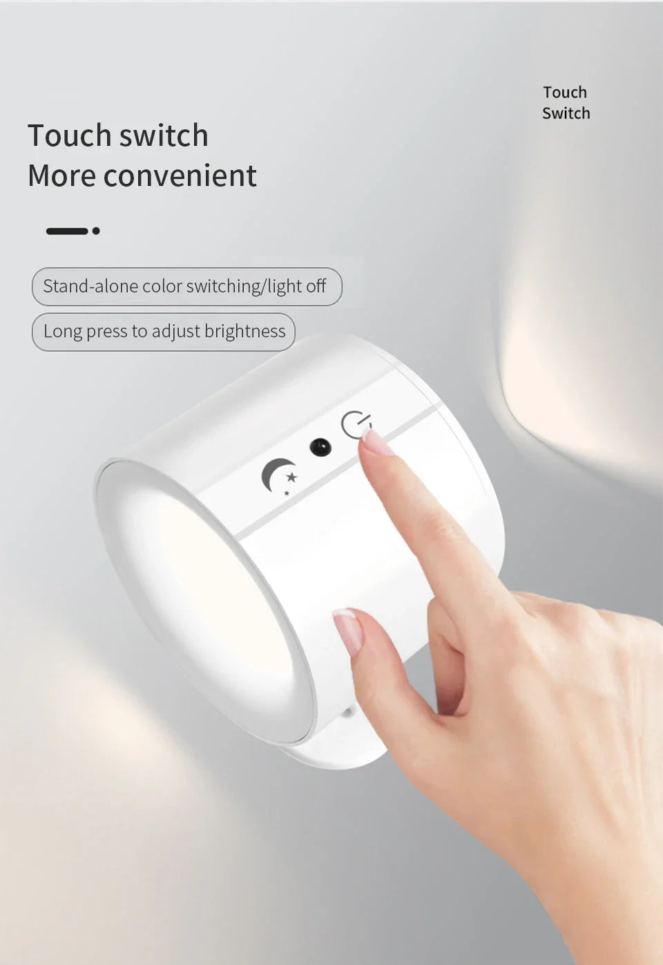LED Wall Sconces Light Touch Control  Wall Lamp 360 Rotatable