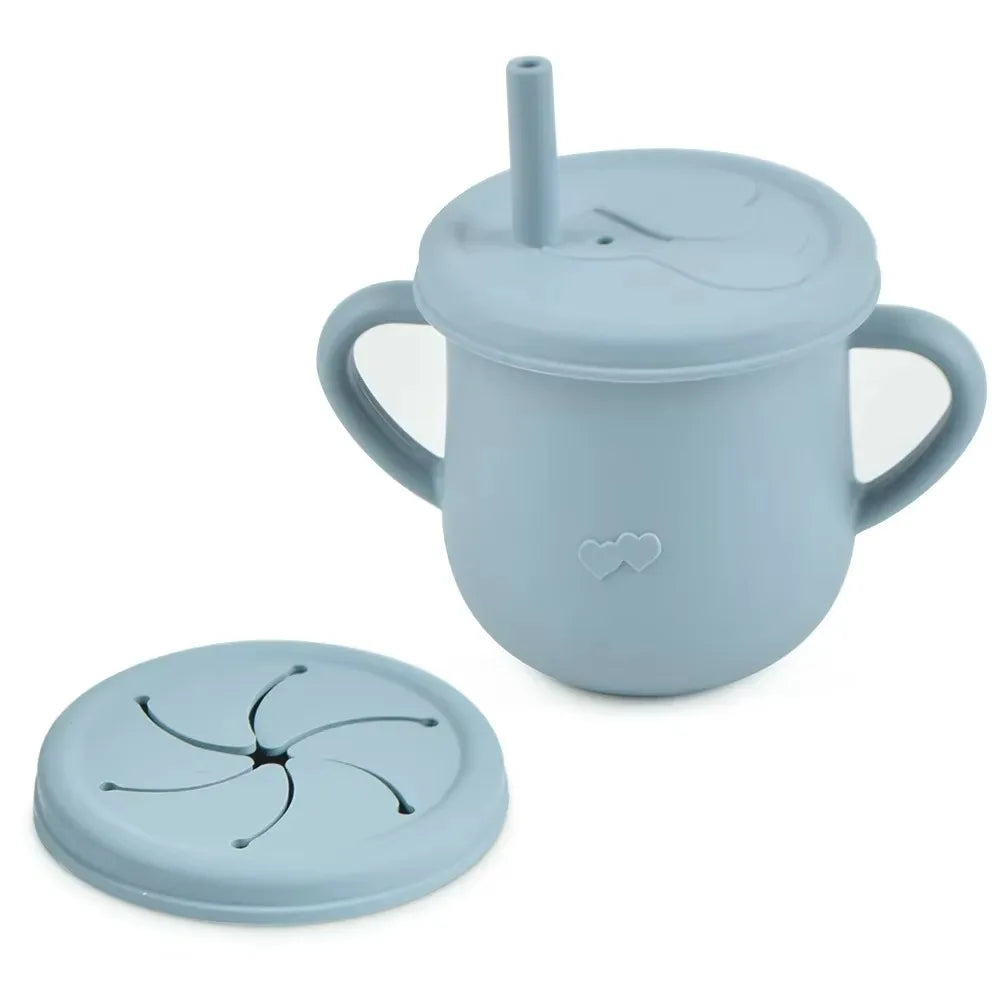 Kids Cup Silicone Food Storage Box Solid Color Baby Sippy Cup Portable Children Snacks Container with Lid Scale BPA Free 200ml