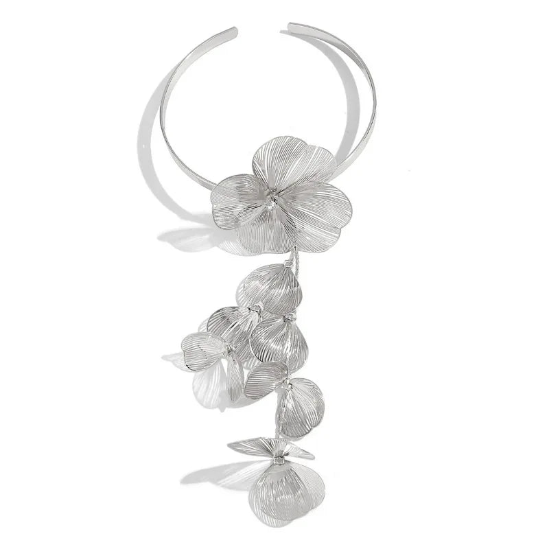 Luxury  Big Flower Leaf Tassel Necklace