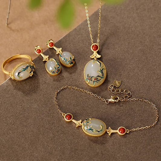Gold Plated Cloisonne Jewelry Set