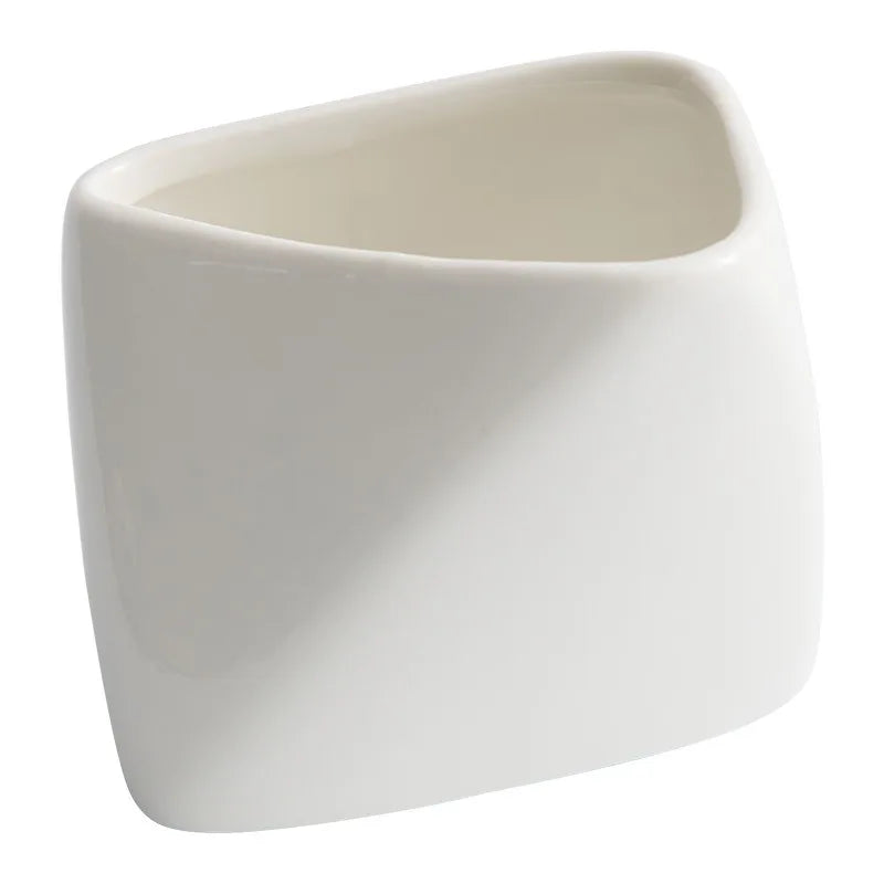 Angled Snack Cup  for Fries and Appetizers Modern Tableware Ideal for Home and Restaurant Use White Ceramic