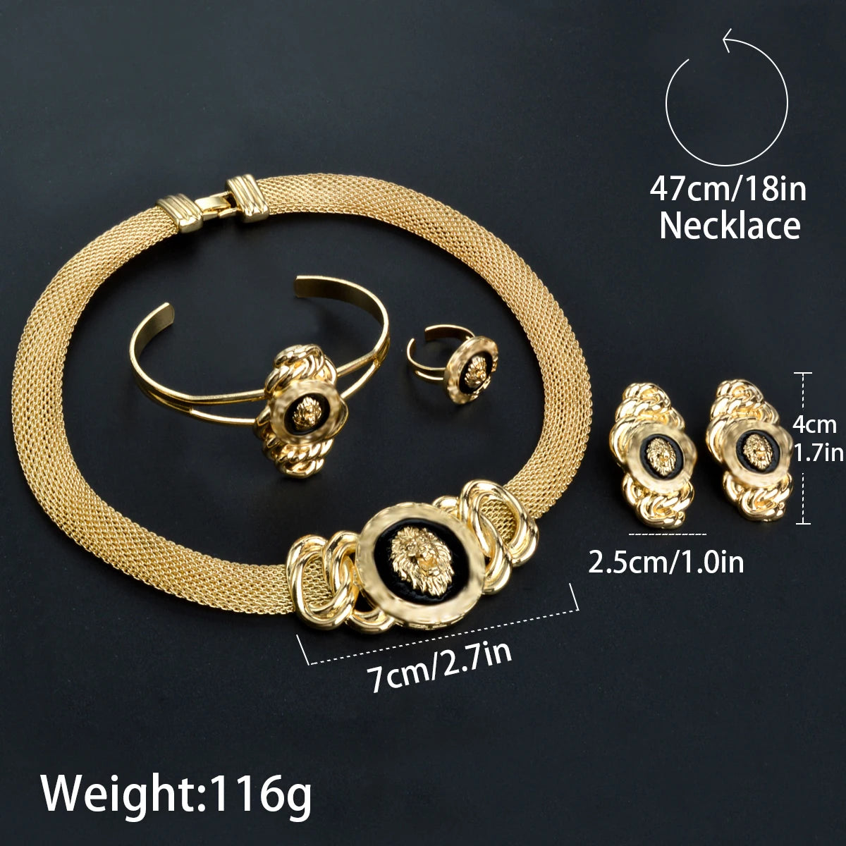 Luxury Dubai Jewelry Set for Women 18K gold