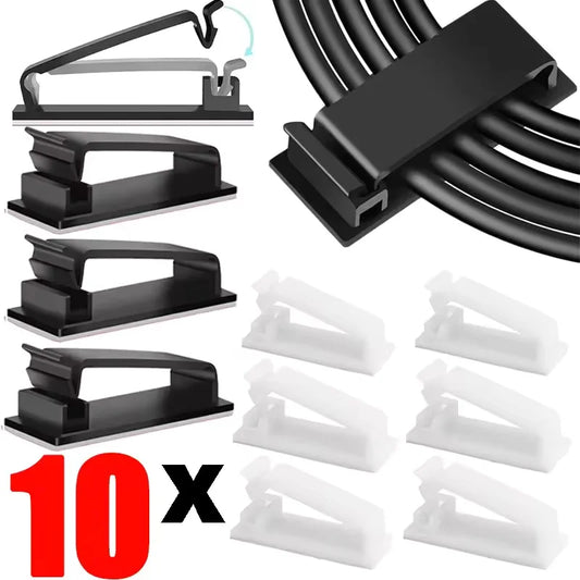 Cable Clips Self Adhesive Cord Management Black Wire Holder Organizer Clamp Self-adhesive Car Wire Clip Accessories
