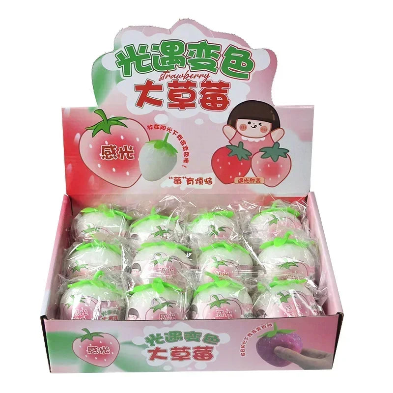 Color Changing Squishy Strawberry  Stress Relief Fidget Toy for Kids    Sensory Play