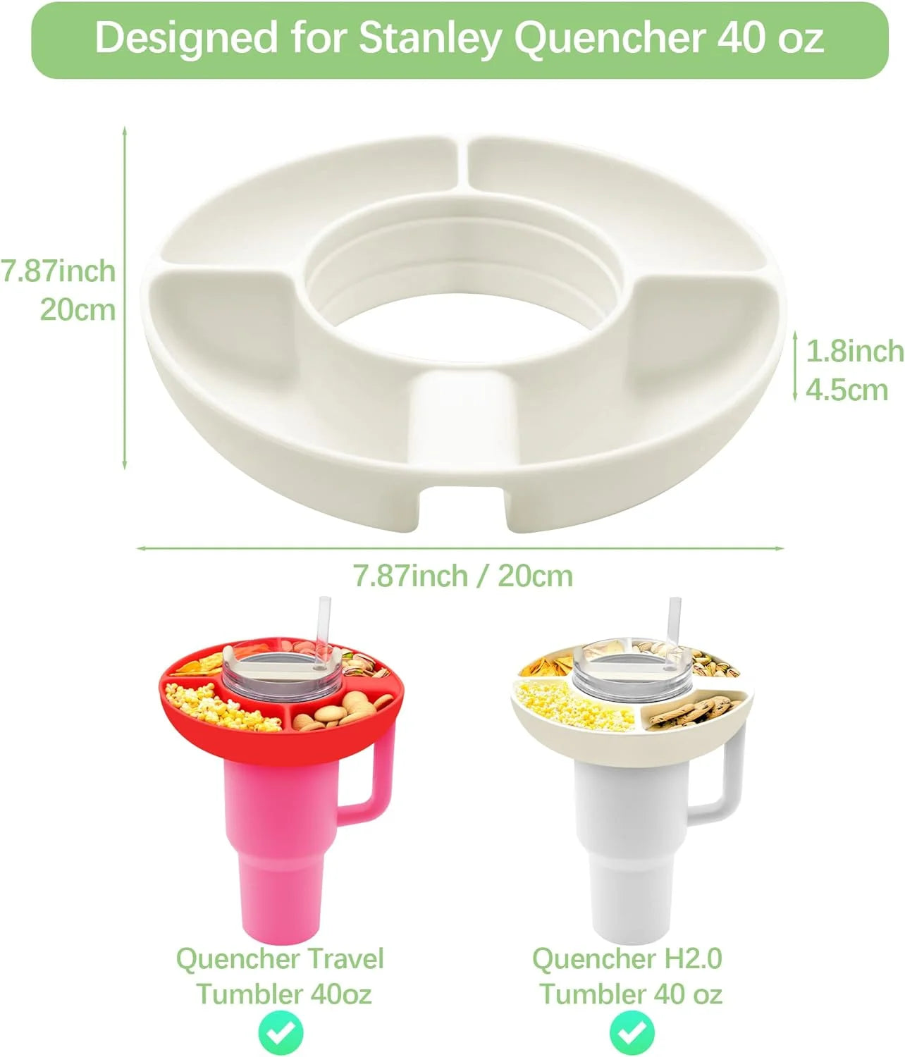 Snack Bowl for Stanley Cup Silicone Snack Tray Compatible with Stanley Cup Quencher 1.0/2.0 40oz Tumbler with Handle
