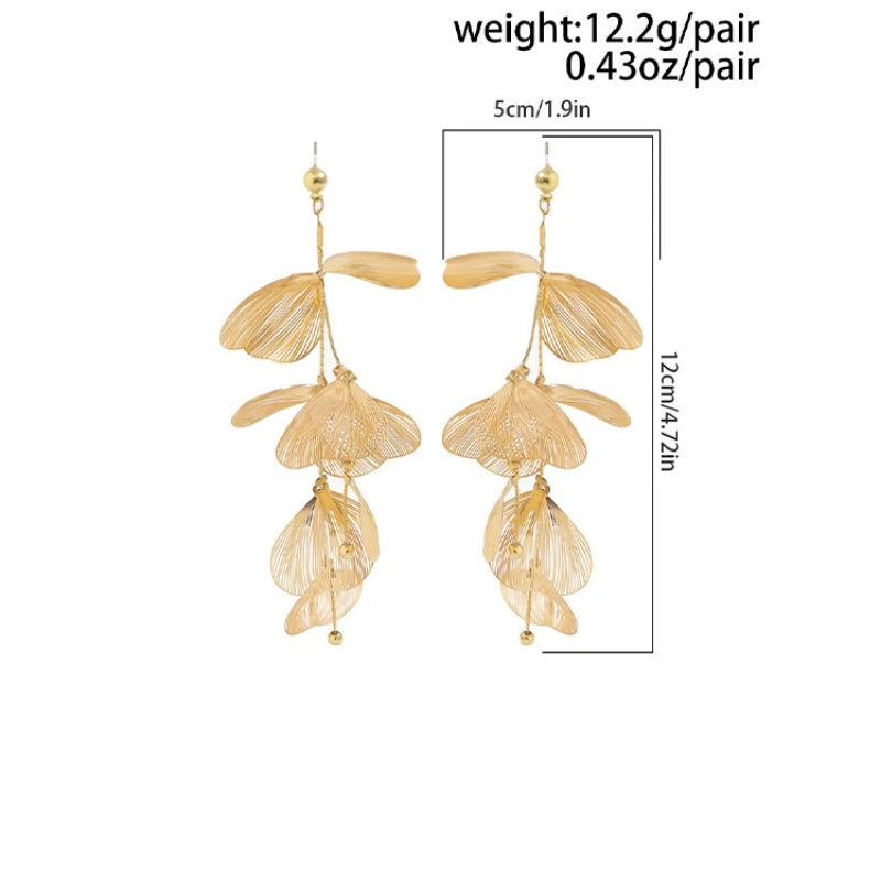Luxury  Big Flower Leaf Tassel Necklace
