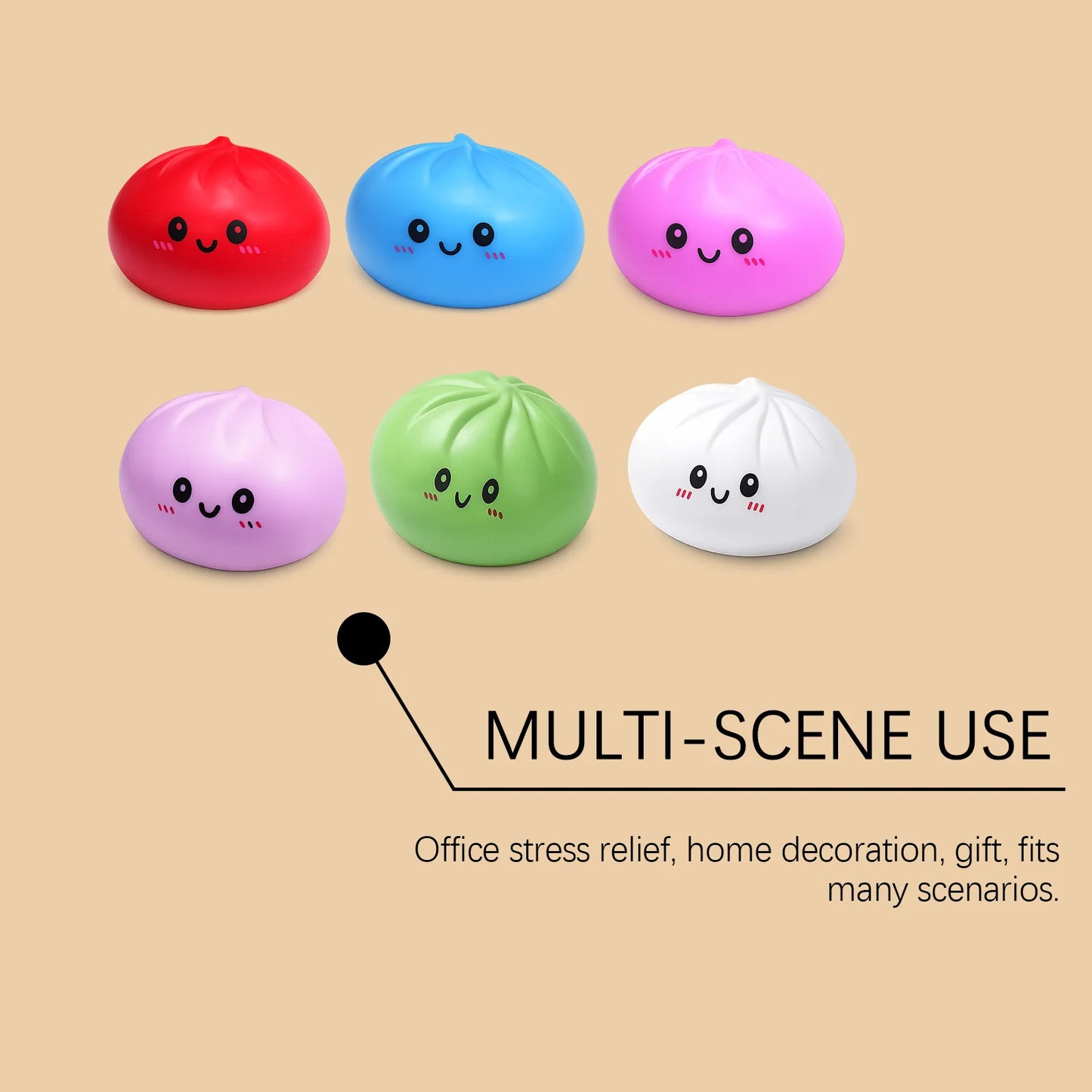 Squishy Dumpling Stress Relief Toy Anti-Anxiety Reduce Pressure Reusable Colorful Realistic Toys Cute Dumpling Soft Fidget Toy