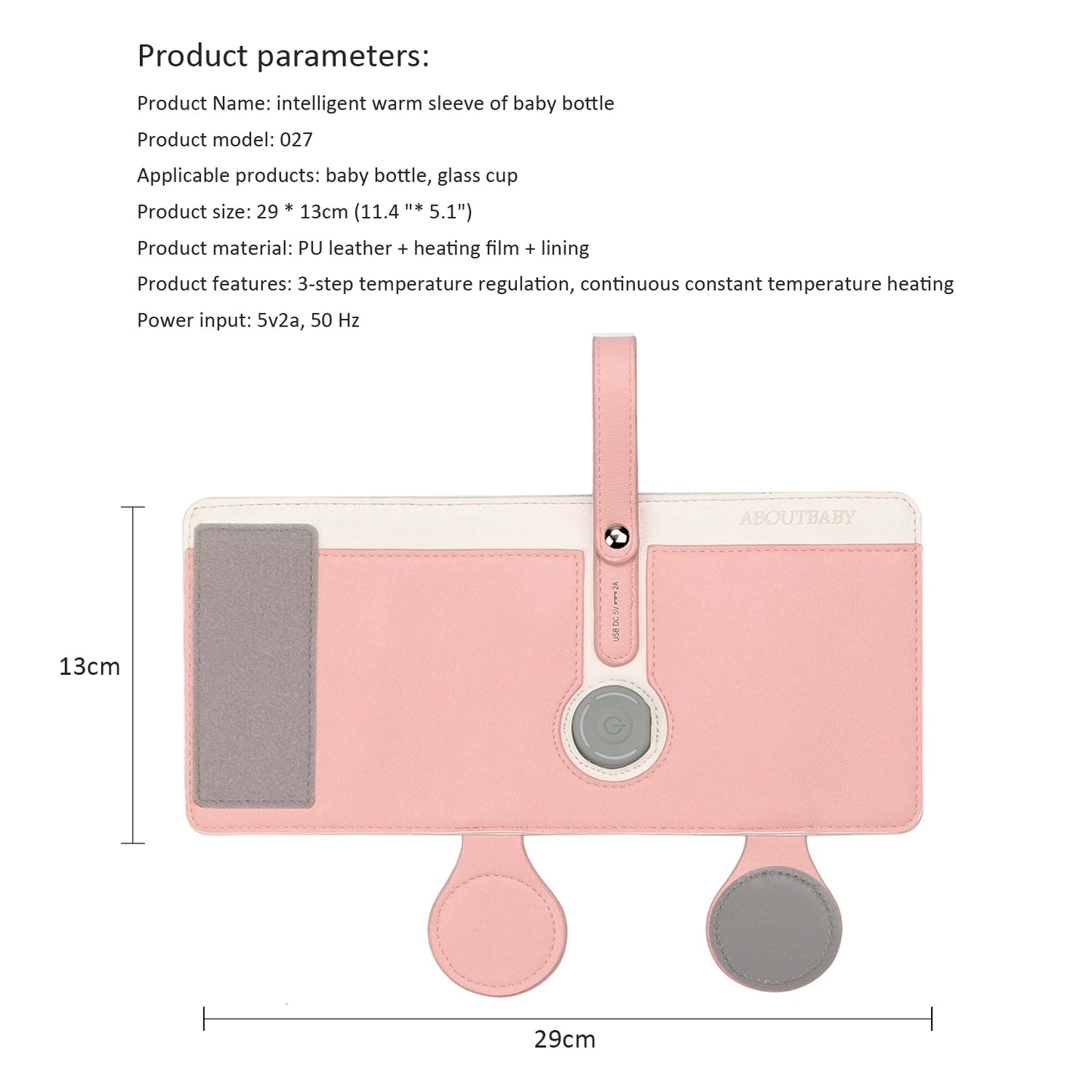 3 Temperature Adjustable Portable Baby Bottle Warmer, Portable Car Travel Bottle Warmer USB Milk Heat Keeper Baby Bottle Warmer
