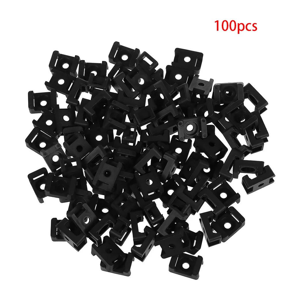 100/500pcs Cable Tie Mount Clips Saddle Type Wire Holder Bases Computer TV Cord Fixing Clamps