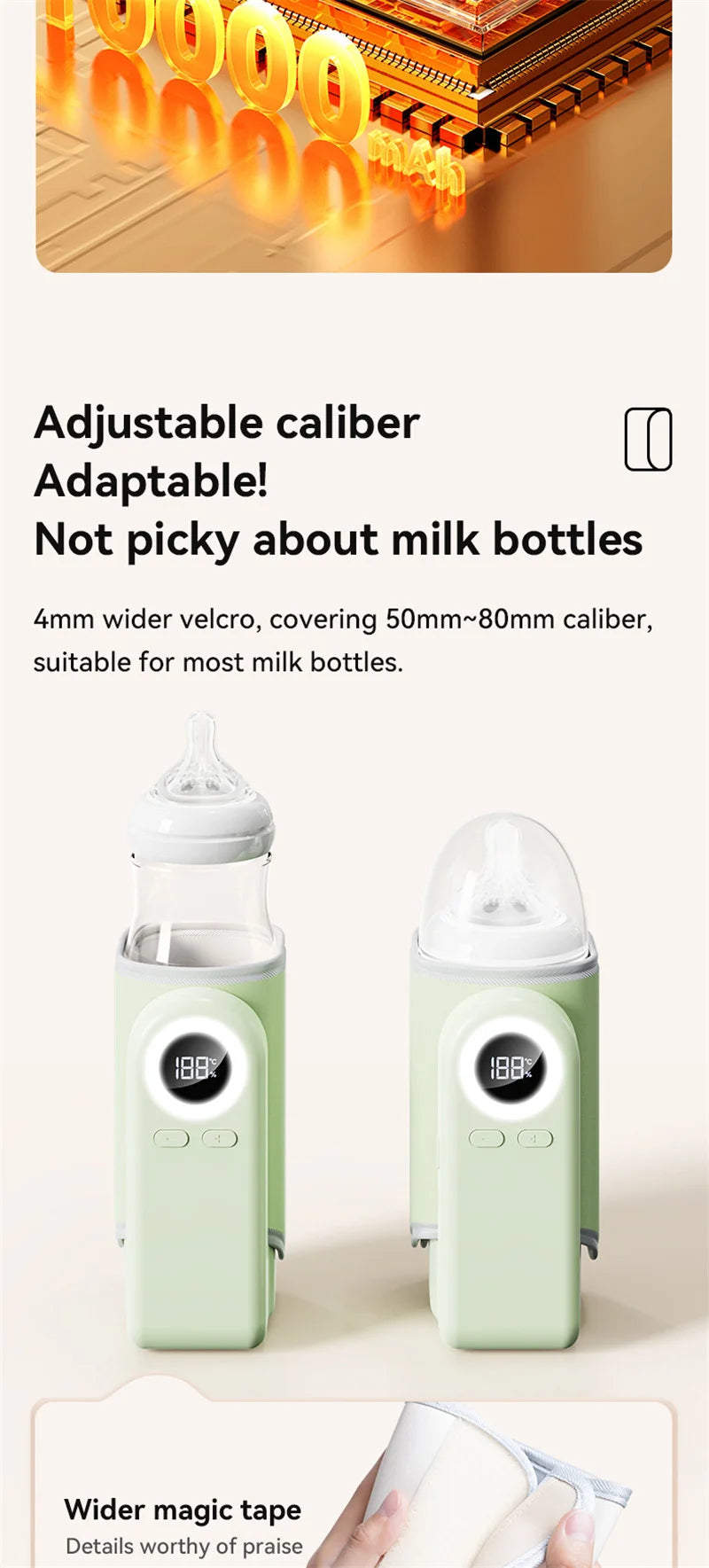 Bottle Warmer 4 in 1 Fast Heating Baby Milk Warmer with Accurate Temperature Display USB Charging Portable Wireless Milk Warming