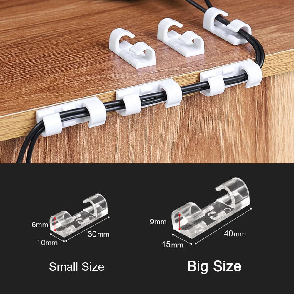 Adhesive Cable Clips Data Cable Manager Wire Management Organizer for Desk Office Car Home Wire Clip Clamp Self-Adhesive Sticker
