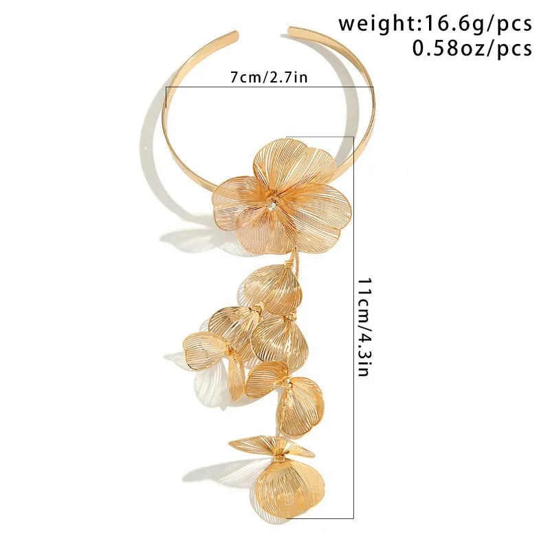 Luxury  Big Flower Leaf Tassel Necklace