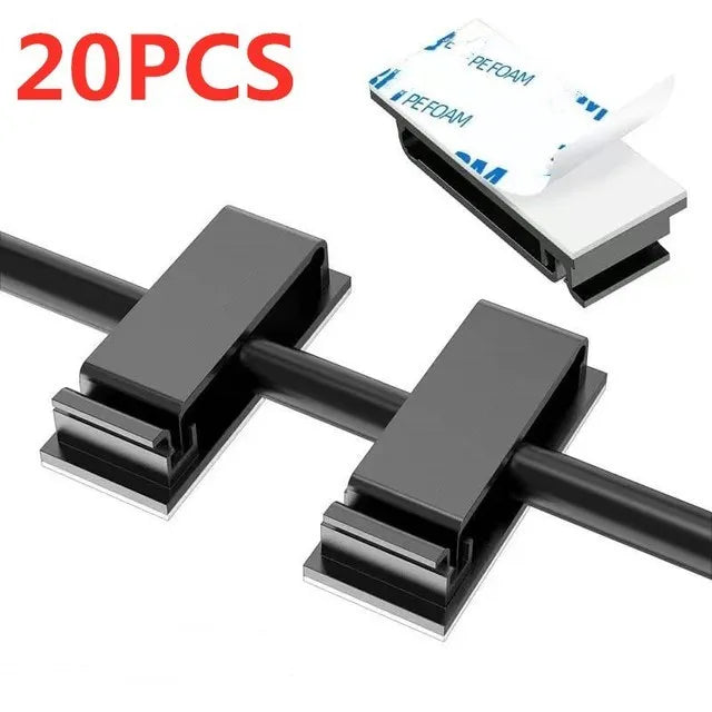 Cable Clips Self Adhesive Cord Management Black Wire Holder Organizer Clamp Self-adhesive Car Wire Clip Accessories