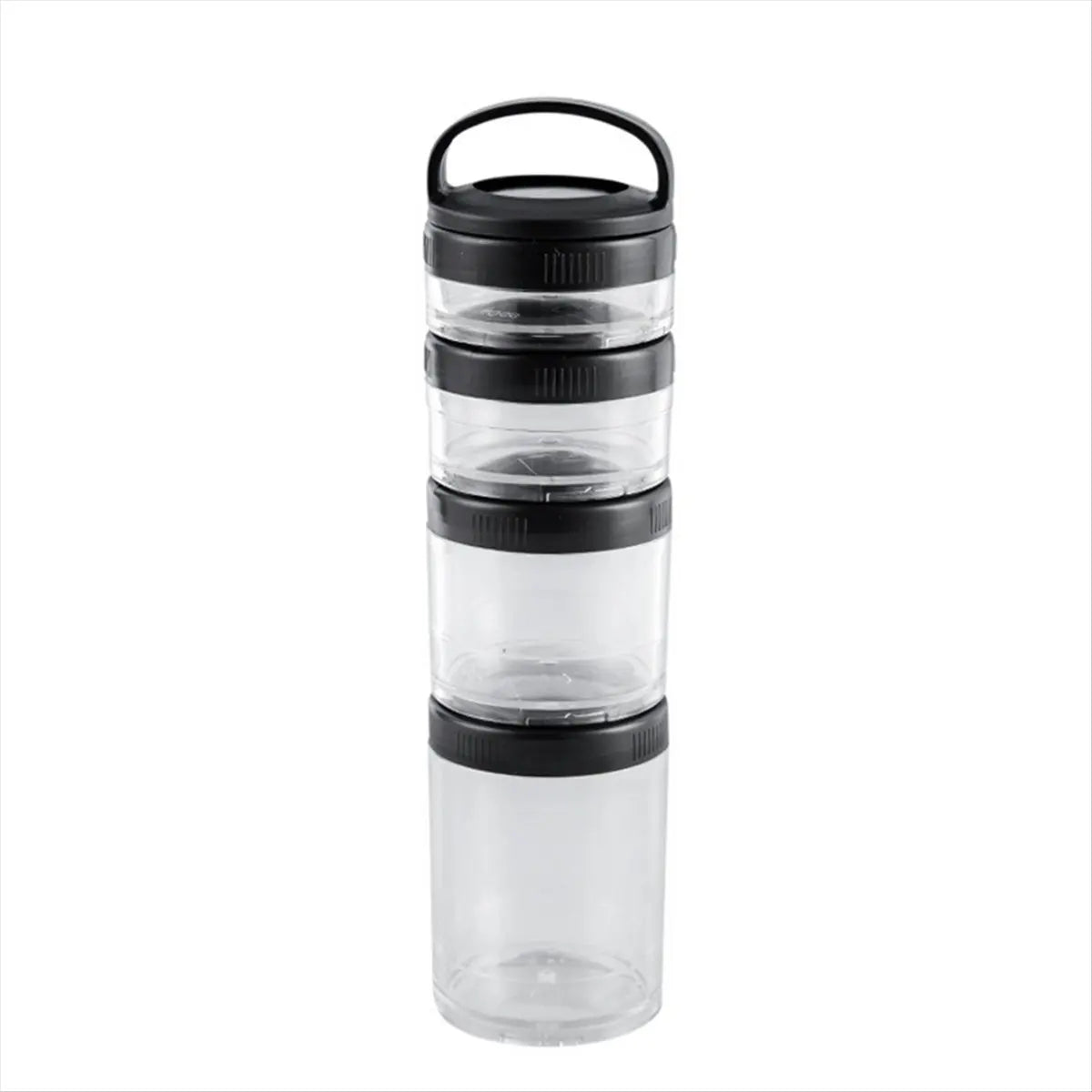 REST Stackable Snack Containers for Kids and Adult, 4 Stackable Snack Cups for School and Travel Transparent Black