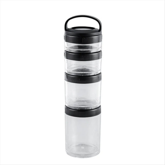 REST Stackable Snack Containers for Kids and Adult, 4 Stackable Snack Cups for School and Travel Transparent Black