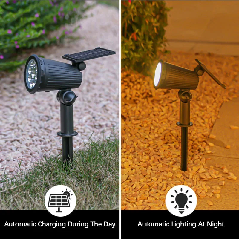 9Led Solar Spotlights, Outdoor Waterproof - Adjustable Brightness
