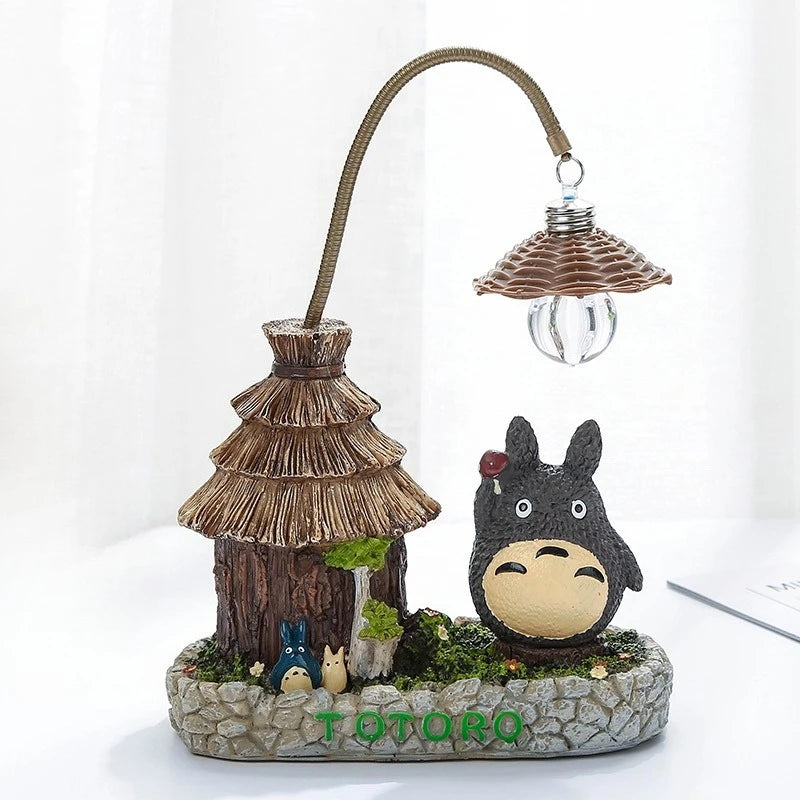 Cartoon Anime Wooden House Grass House Small Night Light Room Desk Office Decoration Small Night Light Ornament Birthday Gift
