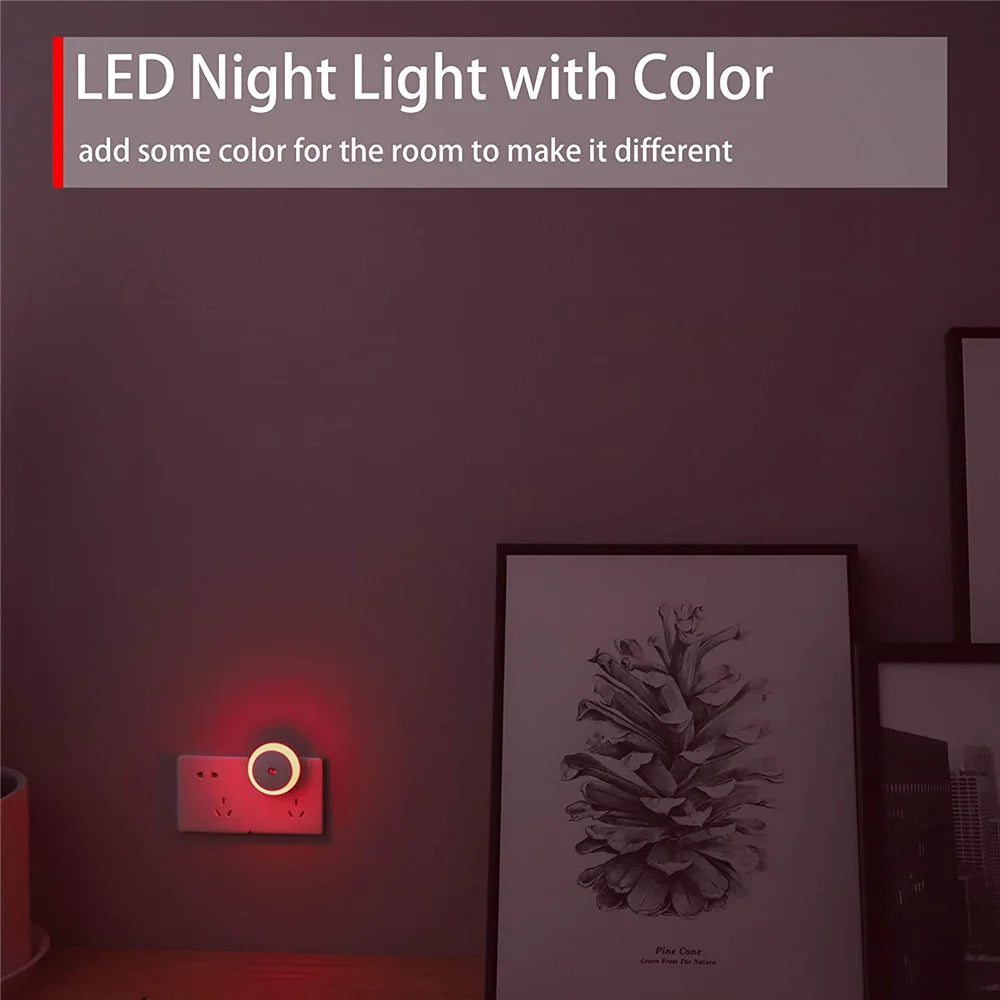 LED Night Light Smart Night Sensor Round Plug in Wall Night