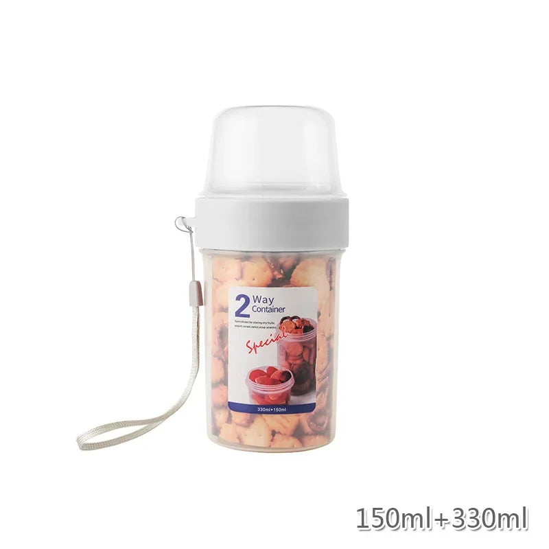 Carry Breakfast Cup Salad Cups Portable Yogurt Cereal Oatmeal Snacks Parfait Containers Salad Dressing Holders with Lid Forks