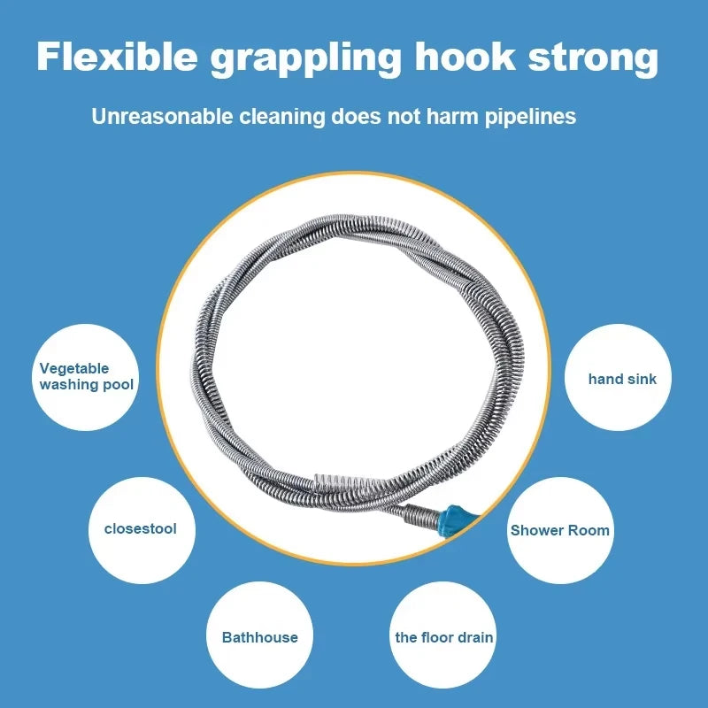 Multifunctional Sewer Unclogger Pipe Flexible Metal Spring Sink Dredge Auger Plumbing Toilet Floor Drain Unclogger Tool