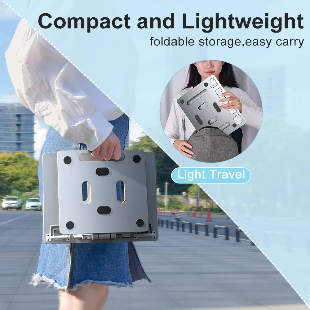 Aluminum Laptop Stand Height  Angle Adjustable Reading Stand with Foldable Base Notebook Desktop iPad Stand Tablet Stand Holder