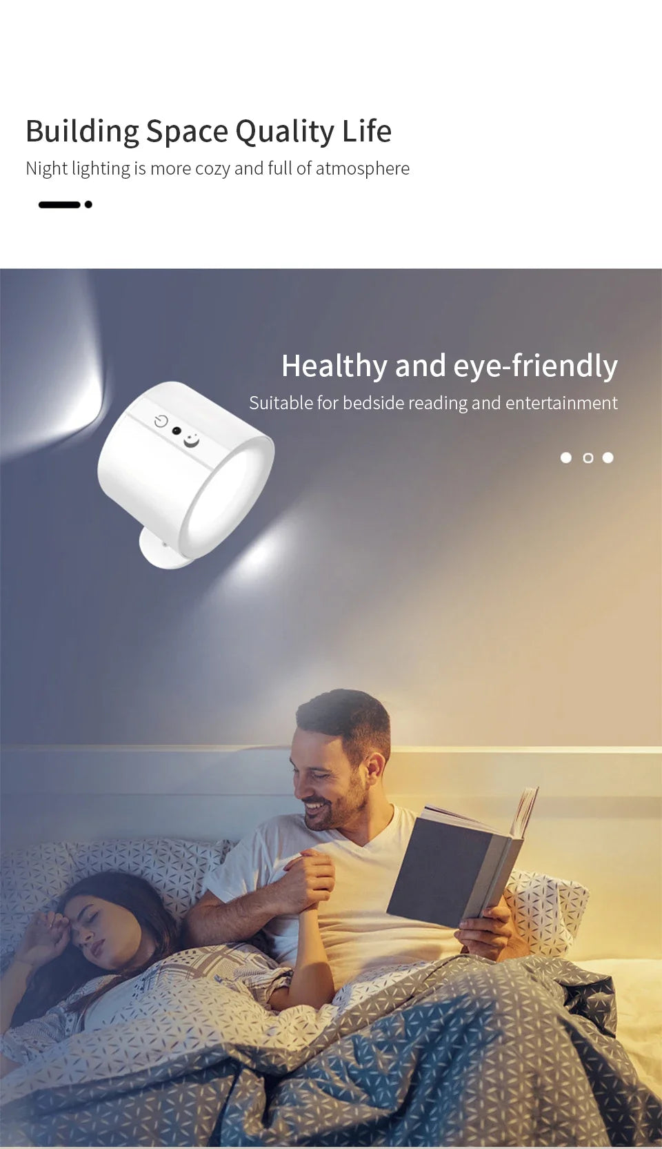 LED Wall Sconces Light Touch Control  Wall Lamp 360 Rotatable