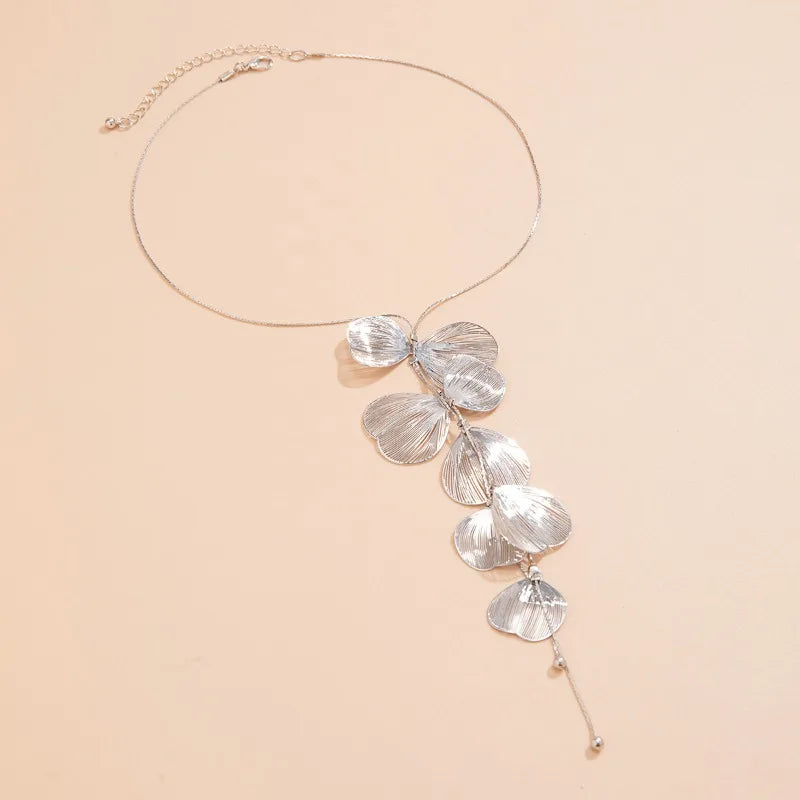 Luxury  Big Flower Leaf Tassel Necklace