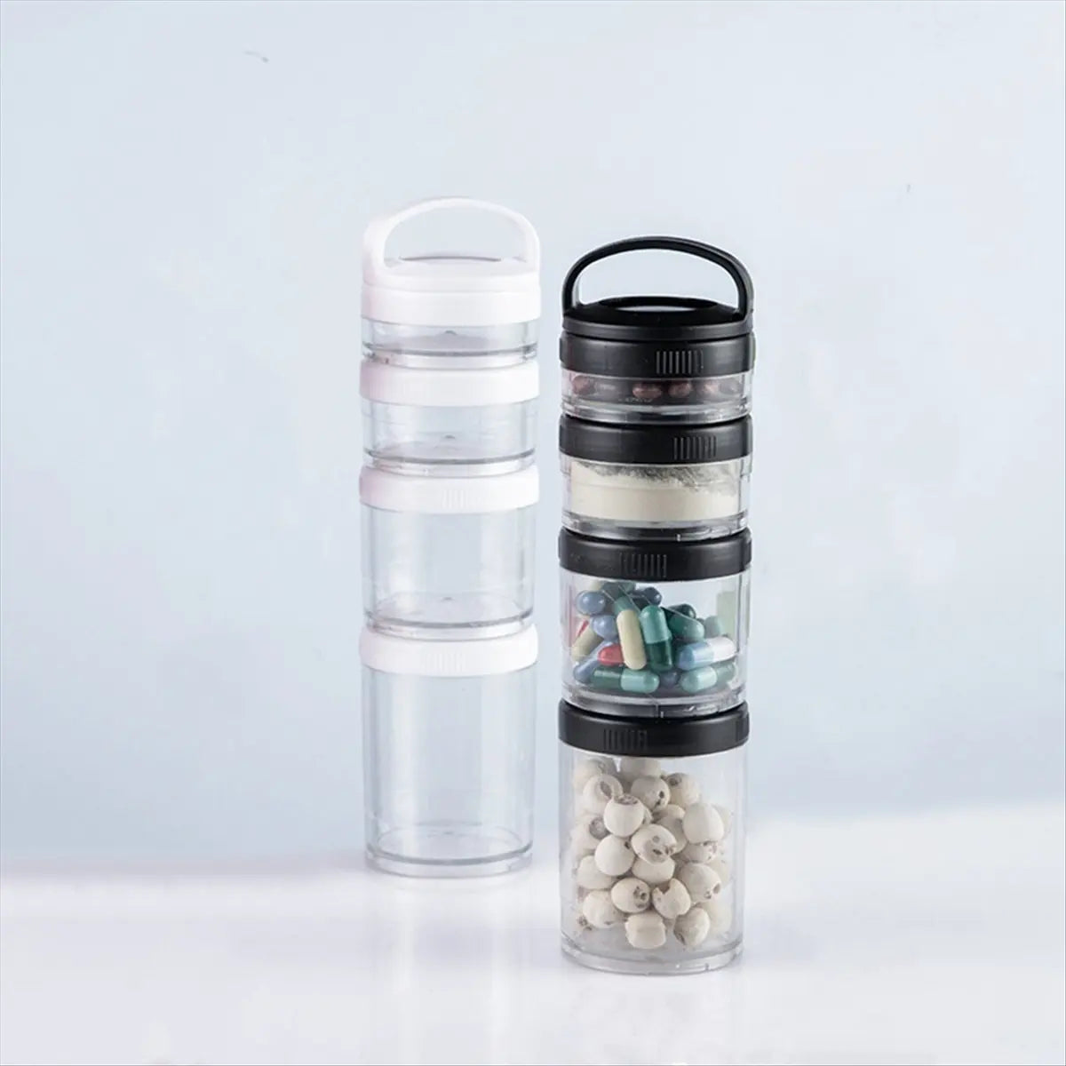 REST Stackable Snack Containers for Kids and Adult, 4 Stackable Snack Cups for School and Travel Transparent Black