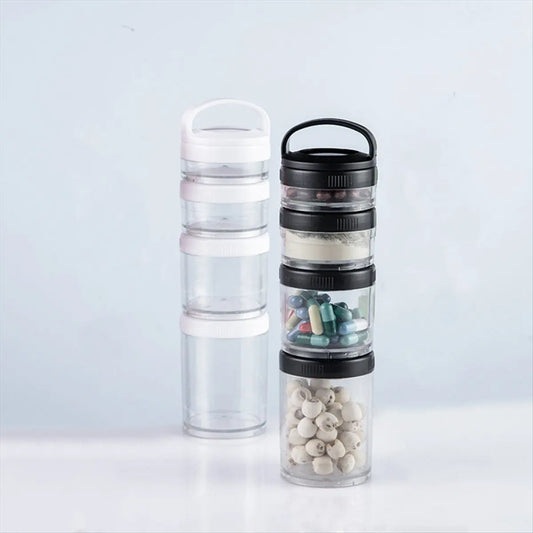 REST Stackable Snack Containers for Kids and Adult, 4 Stackable Snack Cups for School and Travel Transparent Black